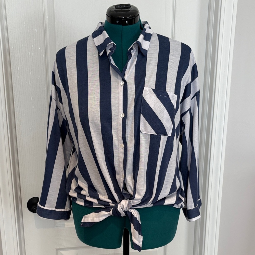 Eden & Olivia Blue and White Striped Top